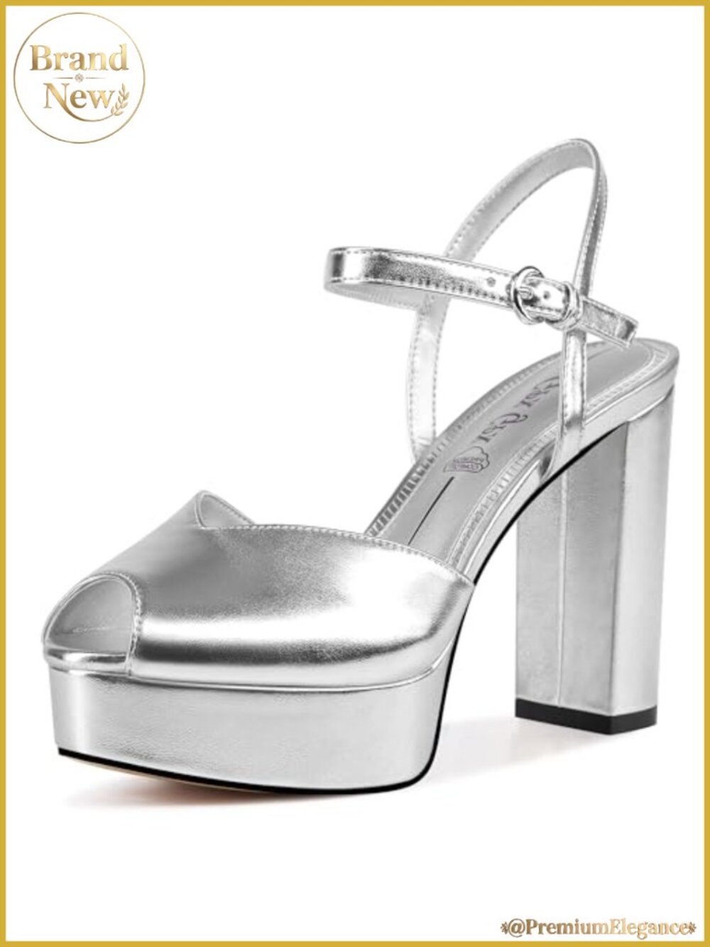 Women Platform Sandals High Heels Fish Mouth Open Toe Chunky Heel Ankle Strap